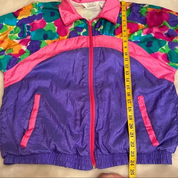 VINTAGE BLAIR BOUTIQUE NEON WATERCOLOR WINDBREAKER SZ L - Picture 13 of 16